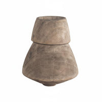 Artisanal Patina Wood Vase Distressed Finish Solid Wood Decorative Vase Handmade Tabletop Ornament for Living Room