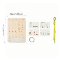 Knot Practice Board with Cords Wooden Knot Tying Practice Kit for Kids, Classroom, Travel