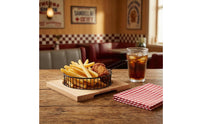 Black Snack Basket Set Loop Handle Wire Basket Tray Square Wooden Snack Board Easy to Clean