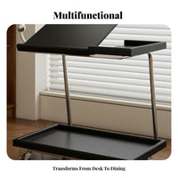 Nordic Design Rolling End Table with Storage Mobile on Wheels Convertible Bookstand Trolley Multi-Functional Household Furniture Multifunctional for Telecommuting Workers, Homeowners, Living Room, Bedroom, Home Away Fromice, Bathroom