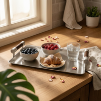Rectangular Metal Tray Nordic Style Stainless Steel Tray Easy to Clean Home Accessory