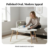 Nordic Design Oval End Table Minimalist Design Oval Accent Table Space-Saving Household Furniture Multi-Room Use for Apartment Dwellers, Homeowners, Students, Bedroom, Small Areas, Office, Entryway