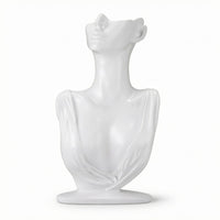 Shoulder Drape Half-Face Mannequin Bust Long Neck Jewelry Bust Integrated Base Necklace Holder