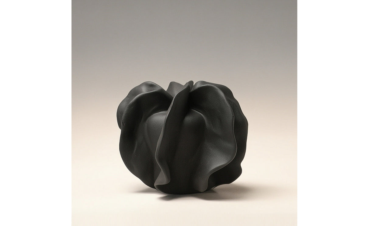 Vase with Folded Petal Design Minimalist Sculptural Vase Matte for Console Table