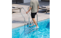 Stainless Steel Pool Ladder Surface Mount Pool Ladder with Handrails Rust-Resistant for Backyard Pools