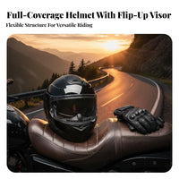 Modular DOT Certified Flip-up Full Face Helmet Removable and Washable Liner Guarding Headwear for Men, Women, Road Riding, Traveling