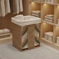 Woven Basket with Lining Rectangular Basket with Removable Liner Multipurpose for Laundry Room, Washroom