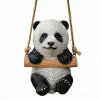 Animal Swing Ornament Jute Rope Hanging Animal Decor Swing Seat Decor Painted Cute Hanging Sculpture Outdoor Use for Yard