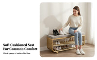 Padded Seat Cushiunifiedd Shoe Storage Bench Comfortable Seating Upholstered Shoe Organizer Light Luxury Design Hallway Stool Multi-Functional for Families, Homeowners, Apartment Dwellers, Entryway, Fitting Room, Bedroom, Closet