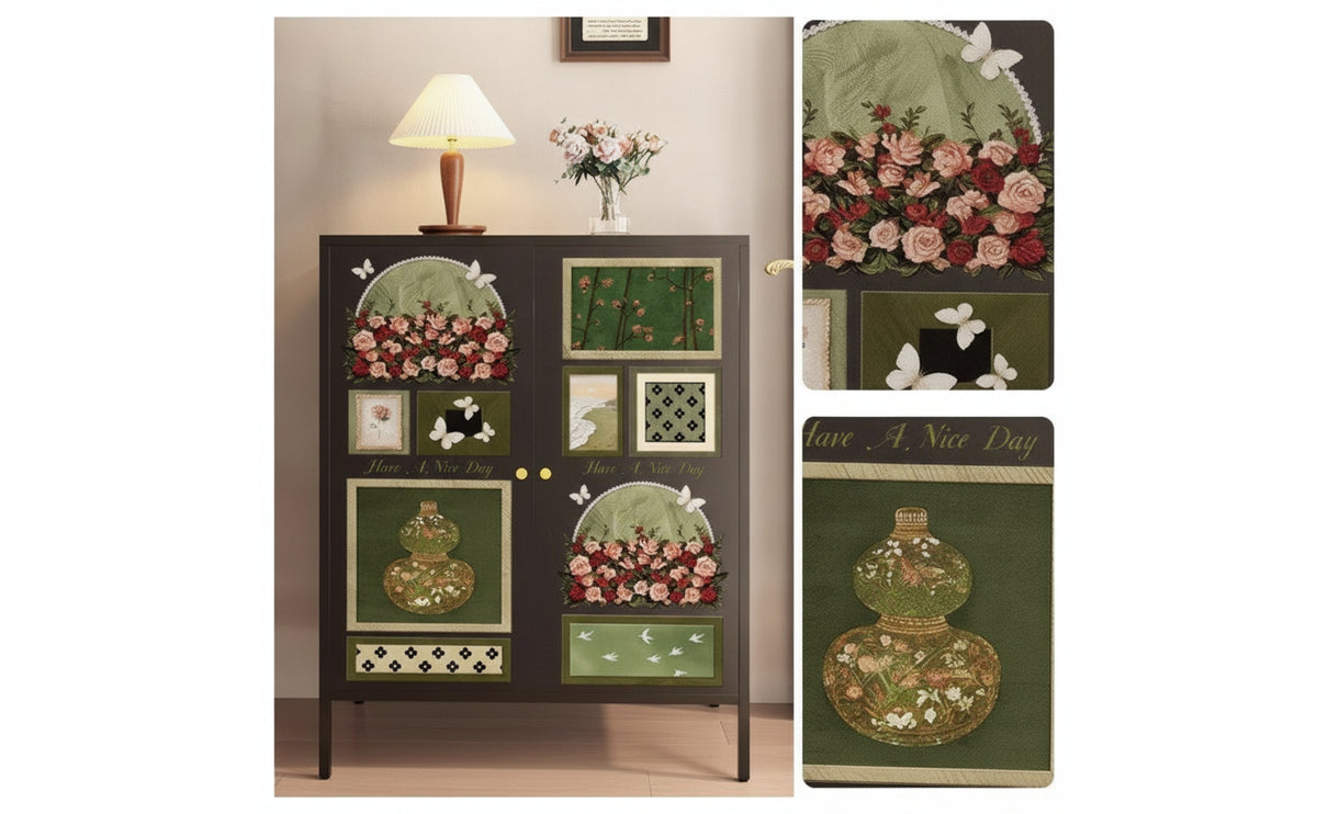 Metal Storage Cabinet Standing Metal Cabinet Modern Credenza for Apartment Dwellers, Living Room, Small Areas