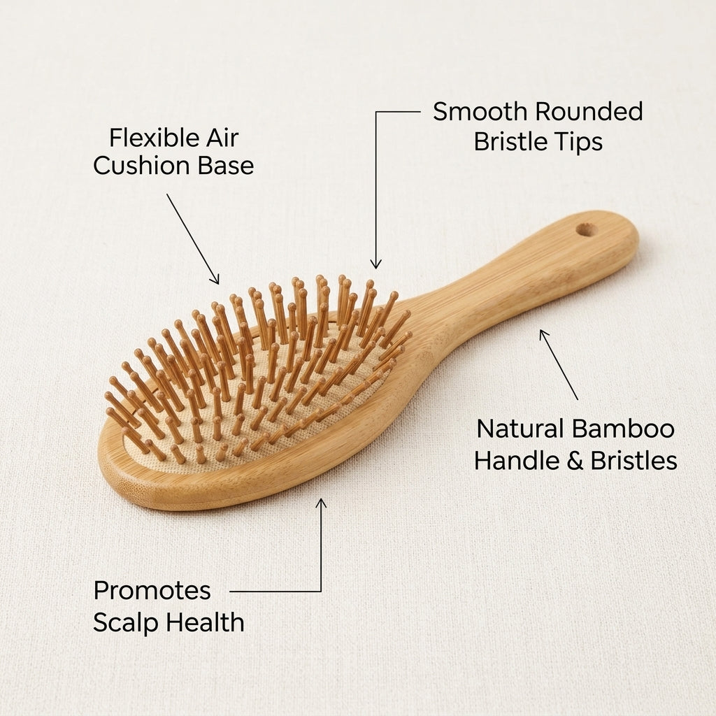 Rattan Pneumatic Cushion Brush for Hair Growth, Massage Comb for Detangling, Air-Cushion Scalp Care Tool for Adults and Daily Maintenance