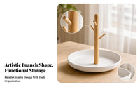 Round Tree Branch Tray Stand Lightweight Desk Tray Organizer for Countertop