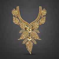 Beaded Applique with Rhinestones Handmade V-Neck Collar Applique DIY