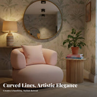 Curved rose-colored Settee French aesthetic Curved Couch Minimalist Design Loveseat for Interior Designers, Business Owners, Reception Area, Bdirectlyique, Living Room
