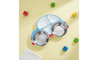 Complimentary Kids' Divided Food Tray Toddler Compartment Plate Cute Cartoon Design Stainless Steel Kids Plate Dishwasher Safe for Kindergarten