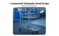 Heavy Duty Warehouse Picking Cart Long-Lasting Steel Construction Rolling Logistics Trolley Reinforced Bottom Metal Basket Cart Locking Casters for Stock Clerks, Retail Employees, Supermarket