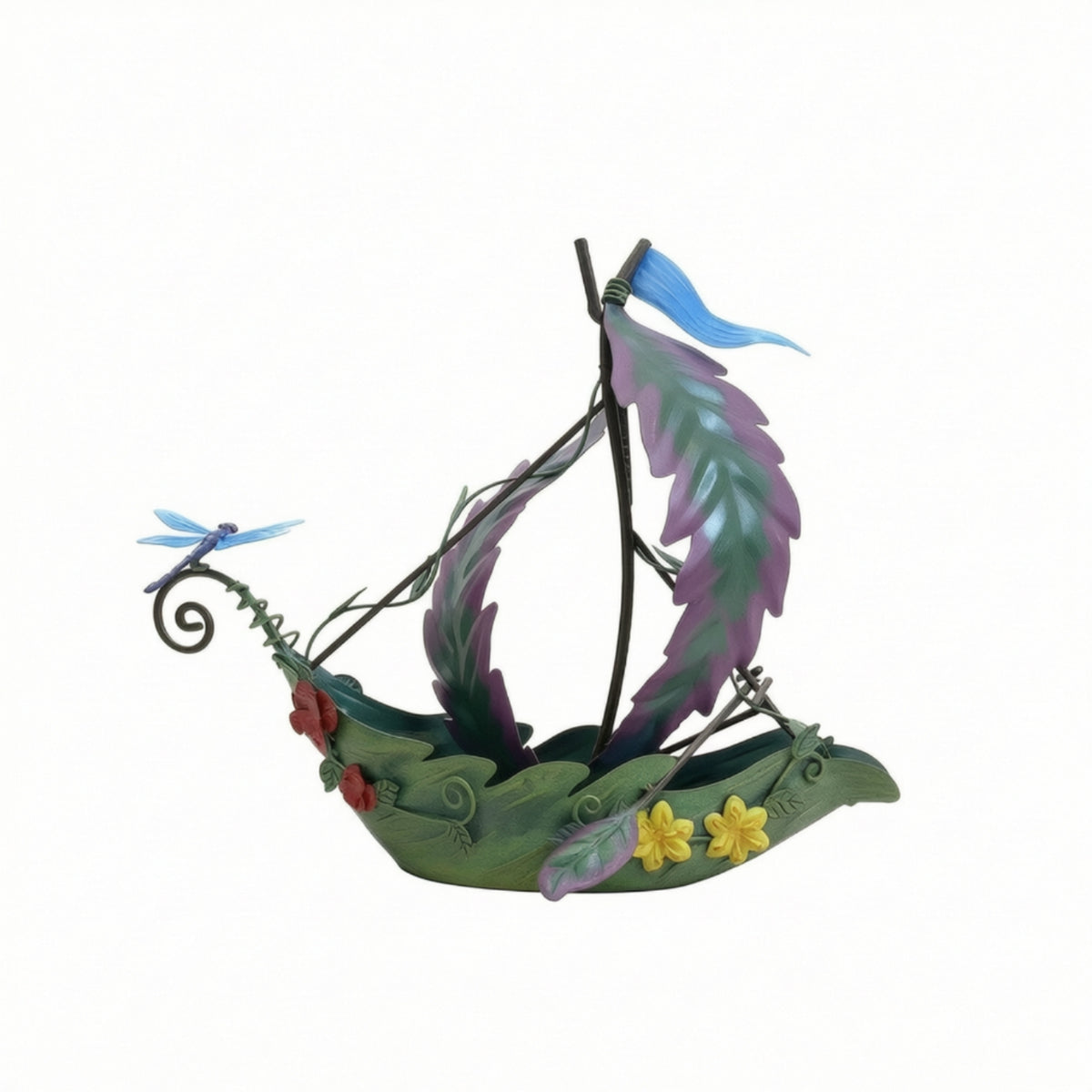 Boat Ornament with Fairy Whimsical Tabletop Ornament Hand Painted Sculpture for Bookshelf