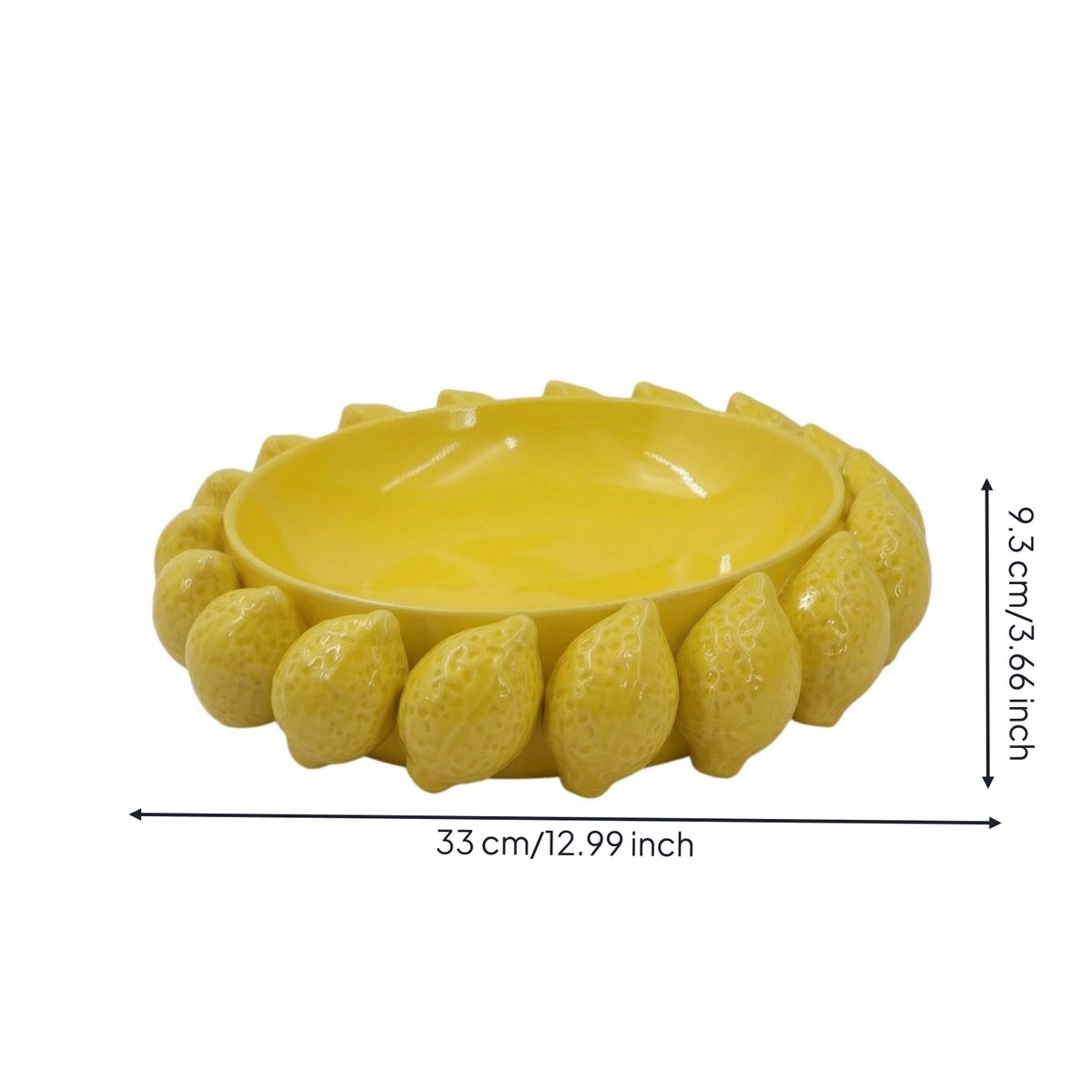 Bowl with Lemon Rim Shallow Fruit Bowl Tableware Versatile Cute for Dining Table, Living Room