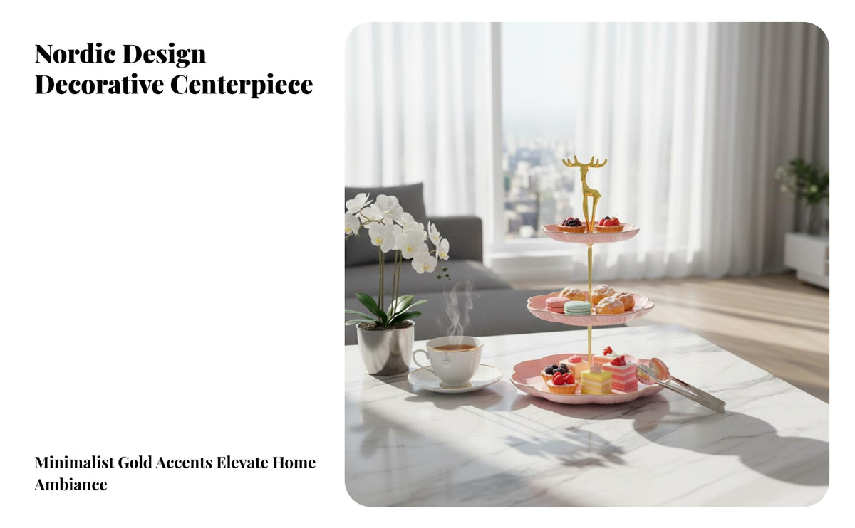 3-Tier Fruit Plate Light Luxury Design 3 Level Food Stand Nordic Design Dessert Stand Tray for Living Room, Party, Wedding