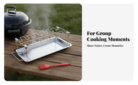 Portable Chicken Leg Grill Rack Food Grade Material BBQ Chicken Holder with Liquid Collection Pan Rust Resistant for Outdoor Cooking