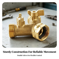 2 Pieces Simple Stream Management Double Shut-off Valve Splitter Threaded 2-Way Brass Hose Splitter Compact Metal Outdoor Watering Angled Design