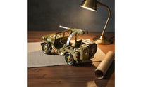 Iron Army Car Ornament Handmade Retro 4x4 Vehicle Sculpture for Man Cave
