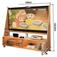 Mobile TV Stand Solid Wood Storage Cabinet Space Saving Rolling Furniture Suitable for Renters Living Room Bedroom Modern Home Decor