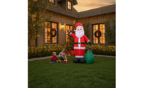 Giant Inflatable Santa with Gift Bag Easy Inflation Santa Inflatable with Gift Bag Built-in LED Lawn Decorations Bright for Storefront