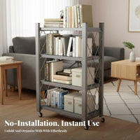 Foldable Shelving Unit Installation Storage Rack No Assembly Required Home Furniture for Apartment Dwellers, Homeowners, Bedroom, Kitchen, Closet
