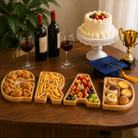 Wooden serving tray "Letters" for graduation, bamboo