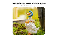 Pastoral Design Solar Duck Statue Weather-Resistant Duck Garden Light Hand-Painted Details for Gardeners, Patio, Porch