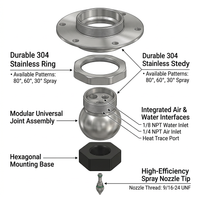304 Stainless Steel Fogging Nozzle, Universal Adjustment Fogging Nozzle, Industrial Fog Nozzle, Dust Suppression Nozzle