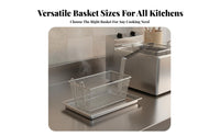 High Temperature Resistant Commercial Fry Basket Easy to Clean Deep Fryer Basket Thickened Frame Frying Tool Comfortable Handle for Chefs, Home Cooks, Restaurants, Food Stalls