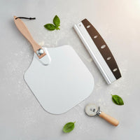 2 Pieces Aluminum Pizza with rocking Knife Wooden Handle Cooking Tools Easy Storage for Kitchen, Barbecue