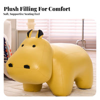 Multi-Functional Cartoon Hippo Ottoman Soft Padded Seat creature Stool Sturdy Build Footrest Non-Slip Feet for Children, Families, Parents, Entryway, Living Room, Bedroom, Office