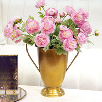 Brass Vase with Handles Metal Handled Flower Vase Ornate Urn for Table Centerpiece