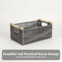 Imitation Rattan container with Handles adaptable Woven Basket with Handles