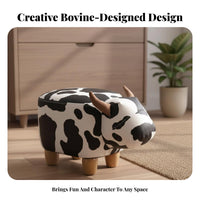 Creature Shape Cow-Shaped Ottoman doubleUse Seat and Decoration Shoe-Changing Bench Multi-Functional Footstool Soft Upholstery for Adults, Home Decorators, Parents, Living Room, Entryway, Bedroom, Playroom