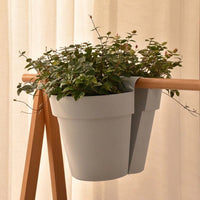 Plant Pots for Garden Fence and Flower Box Display, Oval Plant Pots for Indoor and Outdoor Use, Hanging Planter with Detachable Hooks, Gray