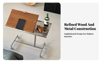 Multi-Purpose Adjustable C-Shaped Table Mobile Design Rolling C-Shaped Table Easy Assembly Small Desk for Remote Workers, Apartment Dwellers, Homeowners, Living Room, Bedroom, Home Office