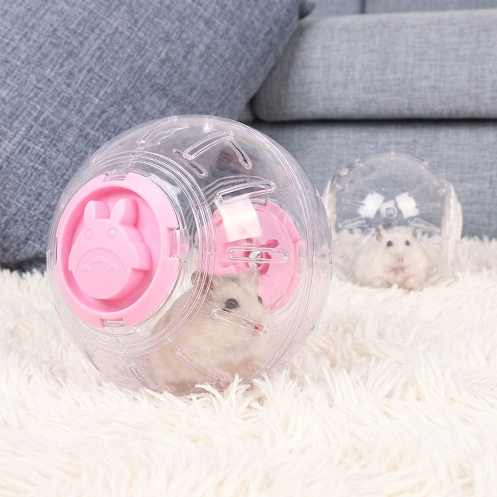 Silent Hamster Exercise Wheel and Hamster Sphere, 5.7 Inch Clear Hamster Exercise Sphere for Small Rodents, Perforated Crystal Sphere Design