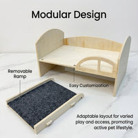 Double Story Hamster Cage and Wooden Hamster House, Hamster Level with Sleeping Chamber Wood Play and Rest Hub for Small Species