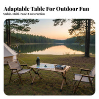 Roll-Top Camp Table Portable Square Roll-Top Camp Table Foldable Design Camping gear for travelers, outdoor diningkers, Barbecue, outdoor dining, Tailgating