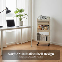 Multi-Tier Rolling Shelf With casters Shelving Unit Space Saving for Dorm Room