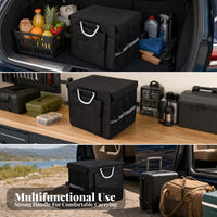 Removable Lid Foldable Trunk Storage Box Internal Divider Car Trunk Organizer Box Rigid Portable Vehicle Organizer Reflective Strip