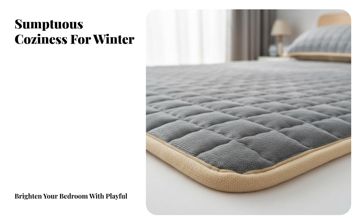 Thickened Fleece Mattress Pad Milk Velvet Material Soft Winter Mattress Pad Extra Thick Foldable Ing Mat for Adults, Kids, Dormitory, Bedroom, Home