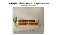 Wooden Multi-Compartment Shelf Natural Wood Finish Playroom Organization Center Child-Safe Design child-appropriate Height