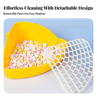 Corner Pet Toilet Enclosure Mountable Small Pet Corner Toilet Triangle Potty Guide Spill-Resistant Guinea Pig Litter Tray Easy