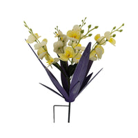 Metal Agave Stake with Faux Orchids Artificial Patio Decoration Low-Maintenance