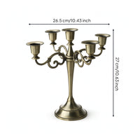 Five-Arm Candelabra Polished Metal 5-Arm Candelabra Candlestick Holder with Five Cups Scrollwork Table Centerpiece Tabletop